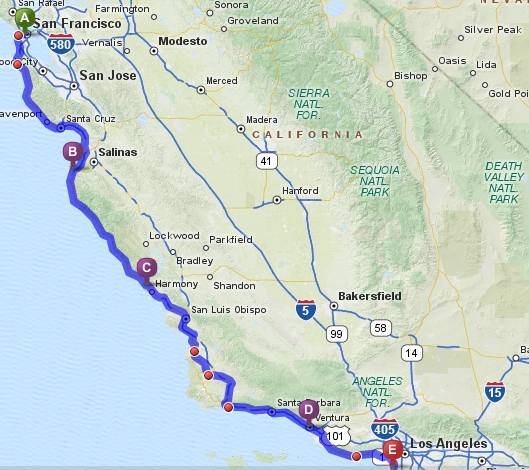 map sf to la